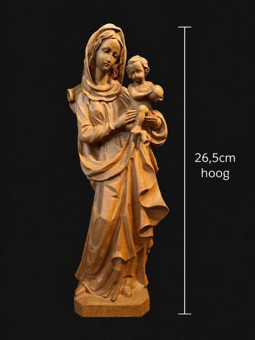 Beeld, Heilige Maria met kindje Jezus - 26.5 cm - Hout, Antiek en Kunst, Antiek | Boeken en Manuscripten