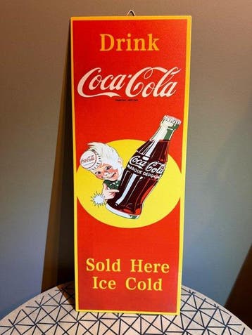 Magnifique embleme Coca Cola - Plaque en métal - 40cm x 15cm, Antiek en Kunst