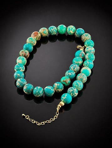 Jasper steen ketting - 925 sterlingzilver - goudverguld -