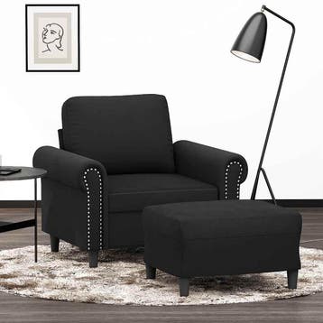 vidaXL Fauteuil met voetenbank / zetel 60 cm fluweel zwart, Verzenden, Nieuw