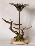Atribuided S. Agudo - Asbak - Lotus Flower - Marmer; Brons;