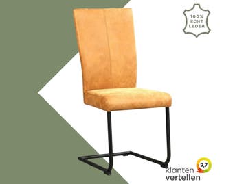 Leren eetkamerstoel Dry - Kenia Cognac (cognac) - Sledepoot, Huis en Inrichting, Stoelen, Bruin, Nieuw, Leer, Ophalen of Verzenden