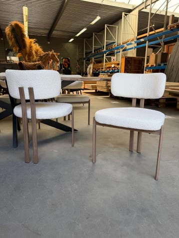 Girona eetkamerstoel, beige + metalen onderstel (nieuw), Maison & Meubles
