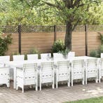 vidaXL Tuin Eettafel Set 15 pcs Wit Polt riet, Verzenden, Nieuw