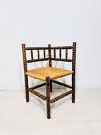 Bijzetstoel - Eikenhoekstoel met rietzitting, gedraaide
