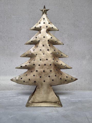 Lantaarn - Metaal, Leder - Lantaarn - Metaal - Kerstboom -