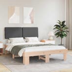 vidaXL Bedframe met Gevoerde Hoofdbord Donkergrijs 135 x 190, Verzenden, Nieuw