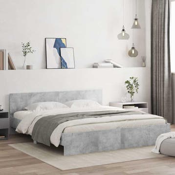 vidaXL Bedframe met hoofdeinde betongrijs 180x200 cm, Huis en Inrichting, Verzenden, Nieuw