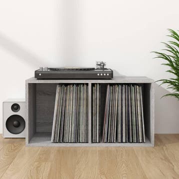 vidaXL Opbergbox voor LPs 71x34x36 cm bewerkt hout grijs, Verzenden