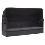 vidaXL Loungebank met luifel poly rattan zwart, Tuin en Terras, Verzenden, Nieuw