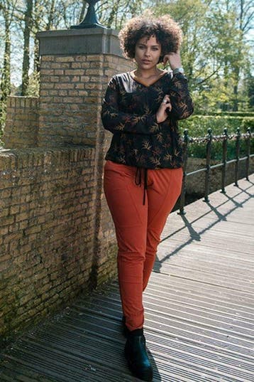 Blouse Exxcellent half voile print maat 50, Verzenden