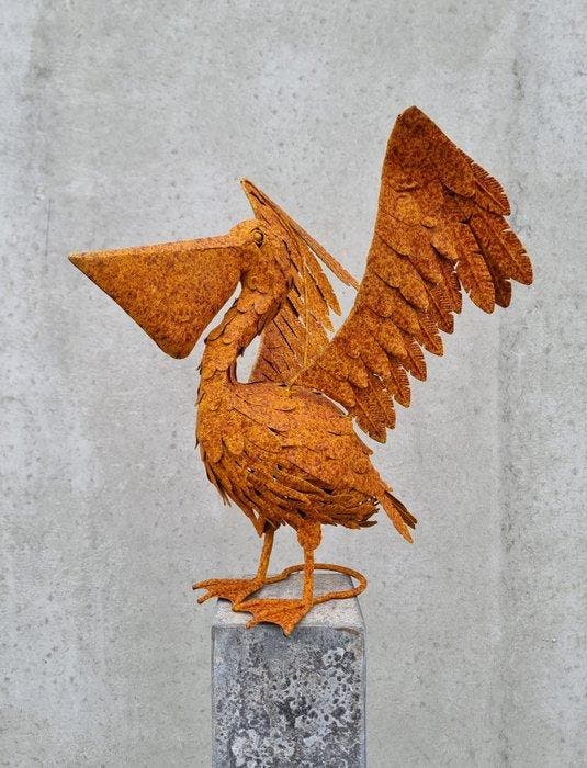 Beeldje - Grote pelikaan - IJzer, Antiek en Kunst, Curiosa en Brocante