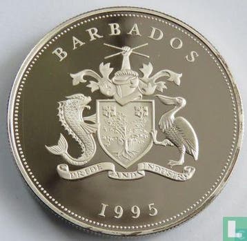 Barbados 5 dollars 1995 (PROOF) First European settlemen..., Postzegels en Munten, Munten | Amerika, Verzenden, Losse munt, Goud