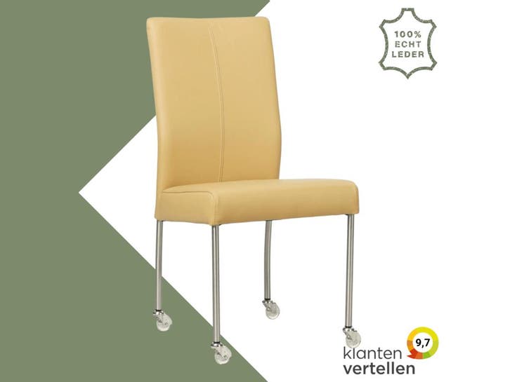 Leren eetkamerstoel Comfort met wieltjes - Toledo Dessert, Maison & Meubles, Chaises, Enlèvement ou Envoi