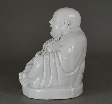 Figuur - Large Seated Happy Buddha/Putai/Budai - Blanc de