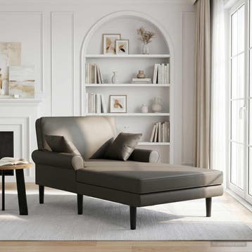 vidaXL Chaise longue Grijs Kunstleer, Verzenden