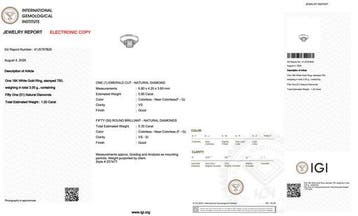 Zonder minimumprijs - Ring - 18 karaat Witgoud - 1.20ct. tw., Nieuw