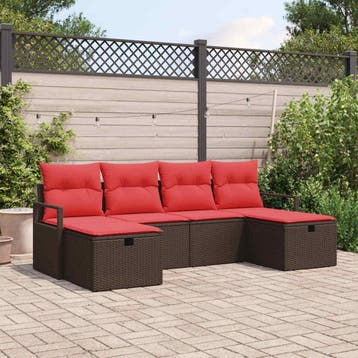 vidaXL Bankstel 5 st poly rattan, Jardin & Terrasse, Verzenden