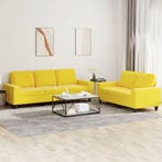 vidaXL 2-delige Loungeset stof lichtgeel, Verzenden