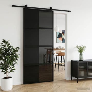 vidaXL Schuifdeur 90 x 205 cm Gehard glas en aluminium, Verzenden, Nieuw