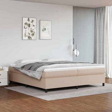 vidaXL Boxspring bed kunstleer cappuccinokleurig 200x200 cm, Verzenden