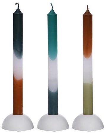 Kaarsen Dip Dye Petrol Olive 24 cm Ø2,5 set 3 stuks