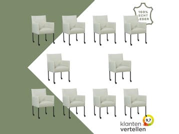 Set van 10 Leren eetkamerstoelen Desire - Toledo Nebbia, Ophalen of Verzenden, Nieuw, Leer, Eén