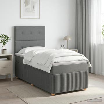 vidaXL Boxspringbed met matras Donkergrijs 80 x 200 cm Stof, Verzenden, Nieuw