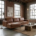 Leren hoekbank Match - 2.5-zits arm rechts + Longchair arm, Ophalen of Verzenden