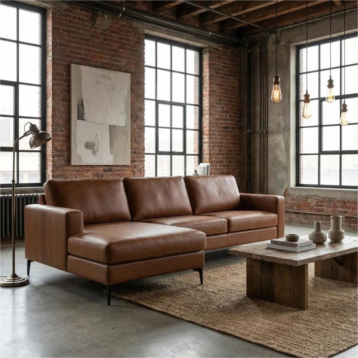 Leren hoekbank Match - 2.5-zits arm rechts + Longchair arm, Antiquités & Art, Antiquités | Meubles | Chaises & Canapés, Enlèvement ou Envoi