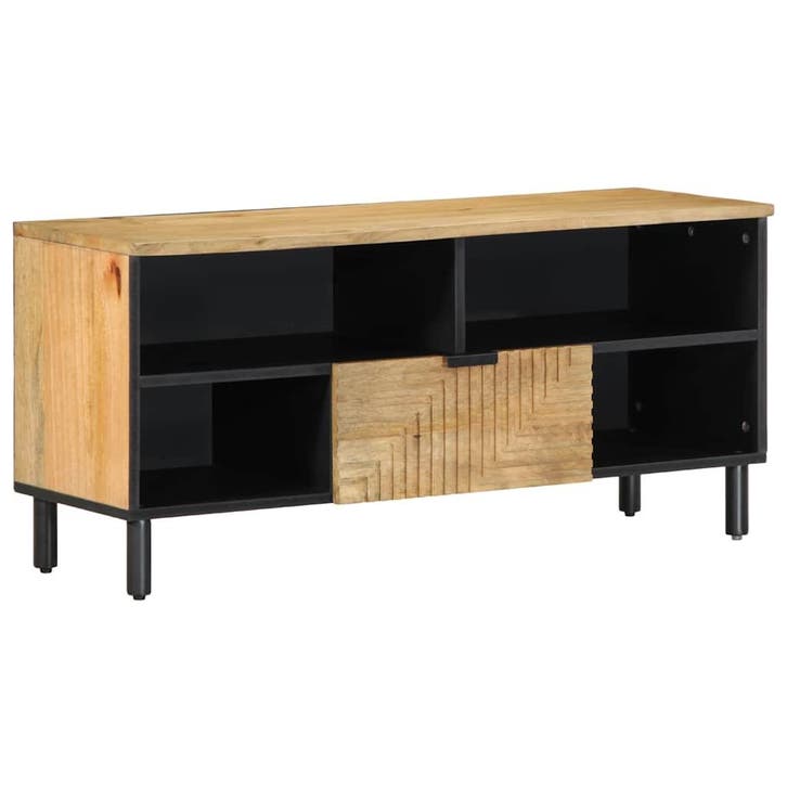 vidaXL Tv-meubel 100x33x46 cm massief mangohout bruin, Huis en Inrichting, Woonaccessoires | Cd- en Dvd-rekken, Nieuw, Verzenden