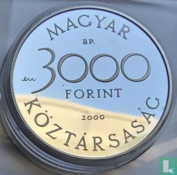 Hongarije 3000 forint 2000 (PROOF) European beaver, Verzenden, Losse munt
