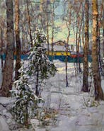 Sergei Flitov (1964) - La Première Neige, Antiquités & Art, Art | Peinture | Classique