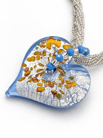 Murano-glas, Zilver - Ketting met hanger - zilverfolie