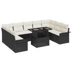 vidaXL Tuinbank Set met kussen met kussen 10 pcs Zwart Poly, Verzenden, Nieuw