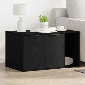 vidaXL Kattenbakomheining zwart eiken 80x50x45 cm bewerkt, Verzenden, Nieuw