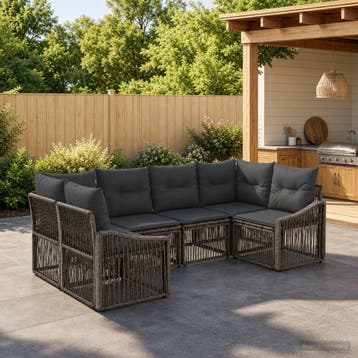 vidaXL Tuinbank Set 6 st 6-Aantal zitplaatsen Grijs poly, Verzenden