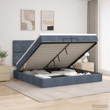 vidaXL Ottoman bed met matras Donkergrijs 200 x 200 cm, Verzenden