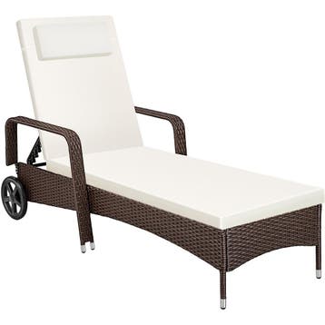 tectake Wicker ligbed met wielen - bruin mix, Verzenden