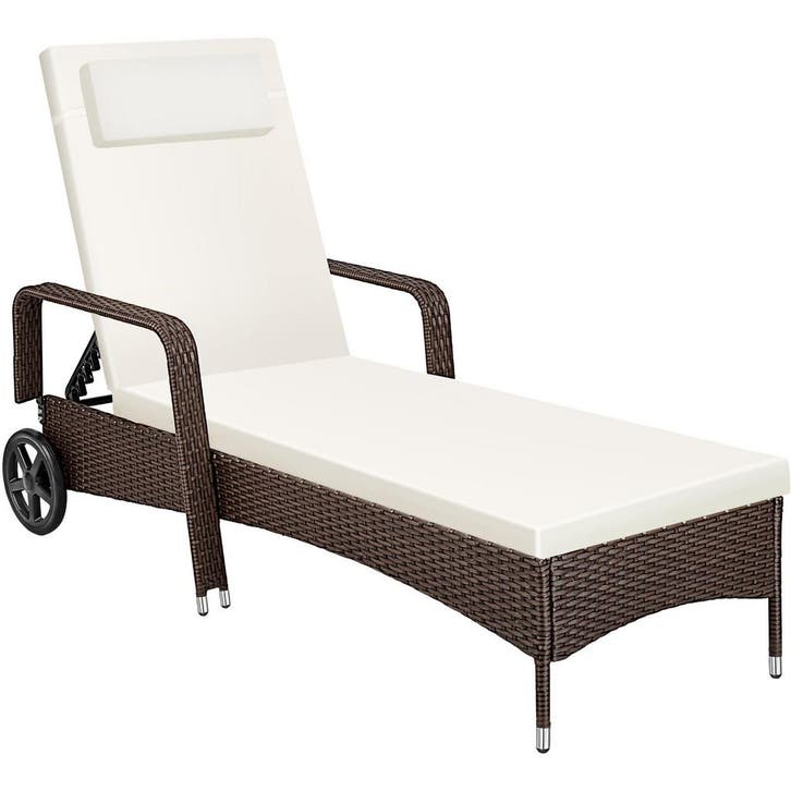 tectake Wicker ligbed met wielen - bruin mix, Jardin & Terrasse, Ensembles de jardin, Envoi