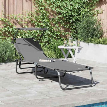 vidaXL Opvouwbare zonnebed oxford Grijs, Tuin en Terras, Verzenden, Nieuw