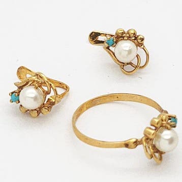 Ensemble de bijoux 2 pièces - 18 carats Or jaune Perle -