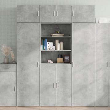 vidaXL Opbergkast 70x42,5x225 cm bewerkt hout betongrijs, Verzenden, Nieuw