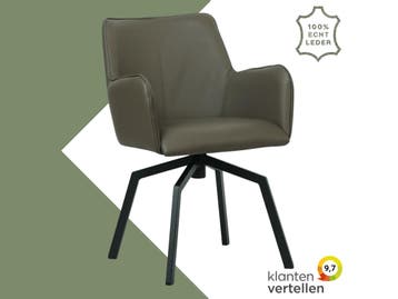Leren draaibare eetkamerstoel Jazz - Toledo Moss, 60 tot 90 cm, Nieuw, Leer, Ophalen of Verzenden