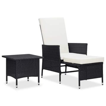 vidaXL 2-delige Loungeset met kussens poly rattan zwart, Jardin & Terrasse, Verzenden, Loungeset