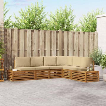 vidaXL Buiten bank set Natuurlijk en Beige 273 x 213,5 x 73, Verzenden