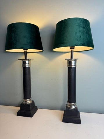 Lampe (2) - Ensemble de 2 lampes de table luxueuses – vert, Antiquités & Art