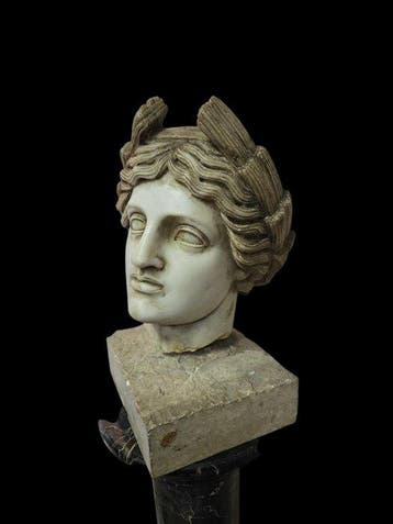 sculptuur, Busto Antinoo Mondragone - 41 cm - Marmer, Steen, Antiek en Kunst