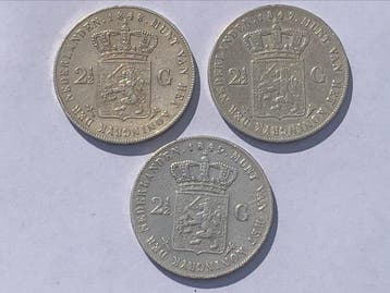 Nederland. Willem II. 2 1/2 Gulden 1847, 1848 en 1849