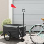vidaXL Fietstrailer 30 kg ijzer zwart en grijs, Verzenden, Nieuw